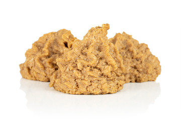 Group of three whole homemade brown coconut biscuit with chocolate isolated on white background