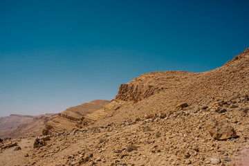 Israel desert scene at Mitzpe Ramon, Ramon crater in the Negev Desert