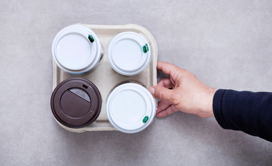 many coffee cup over table