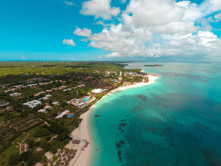 aerial view of the coastal area in Zanzibar, Tanzania