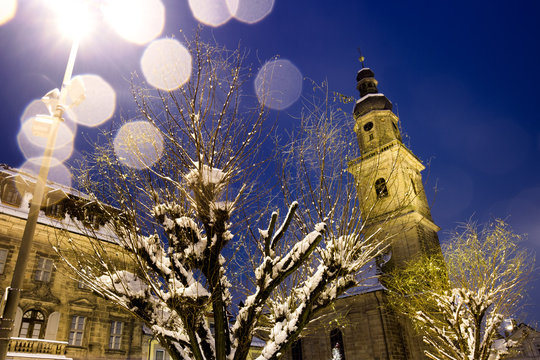 Old Town Church (Altst&auml;dter Kirche) at night in winter.