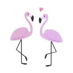 Two flamingos in love. Vector illustration.