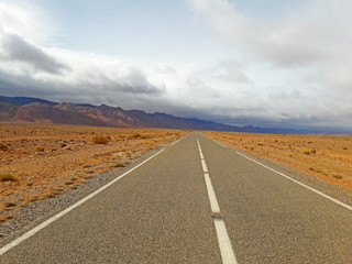 the road to the oasis of Figuig in Morocco 