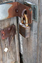 padlock on old door