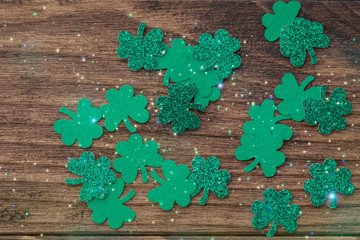 St Patrick's day background with shamrock clover leaf, Irish festival symbol