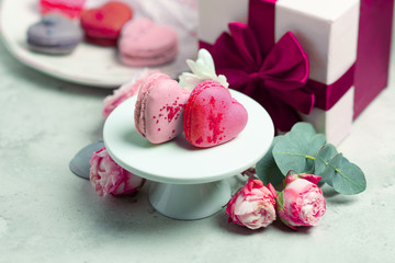 Wonderful heart-shaped macaroons for a couple in love