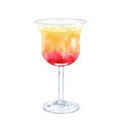 Watercolor illustration of rum punch cocktail.