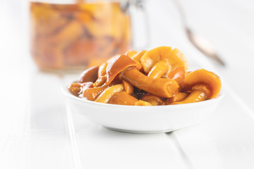 Pickled mushrooms. Marinated mushrooms.