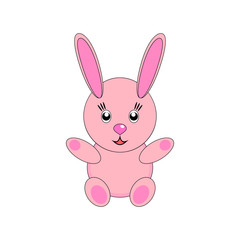 A wonderful simple light one pink rabbit on a white background