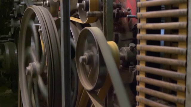 Details of textile machines in operation