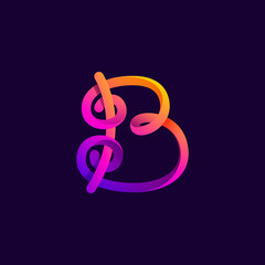 B letter neon light logo.