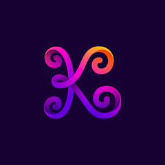 K letter neon light logo.