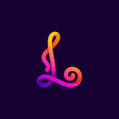 L letter neon light logo.
