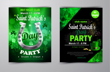 St. Patrick s Day poster set Vector illustration