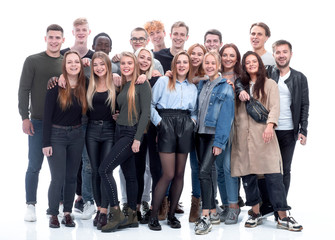 portrait of a large group of diverse young people.