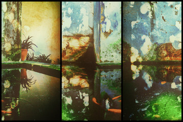 Exterior still life creative collage background 