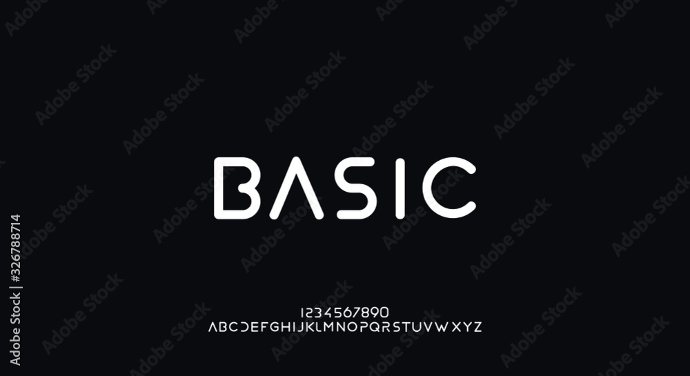 Wall mural Basic, an Abstract technology futuristic alphabet font. digital space typography vector illustration design