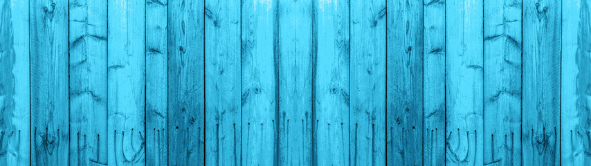 Fototapeta na wymiar Bright blue rustic wooden texture - wood background banner panorama