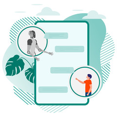 Vector Robot Web Chat bot support service People