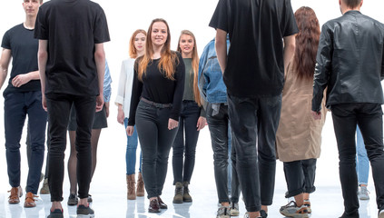 diverse young people walking towards each other