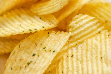 Texture and background of corrugated chips.
