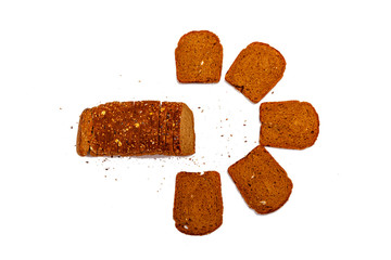Fresh sliced multigrain bread isolated on white background.