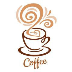 coffee cup icon with smoke. vector illustration