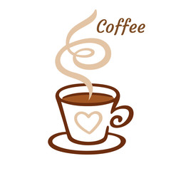 coffee cup icon with smoke. vector illustration