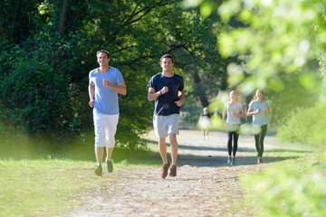 jogging group doing daily routine