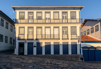 Facade of colonial houses in the historic city of Diamantina, state of Minas Gerais, Brazil