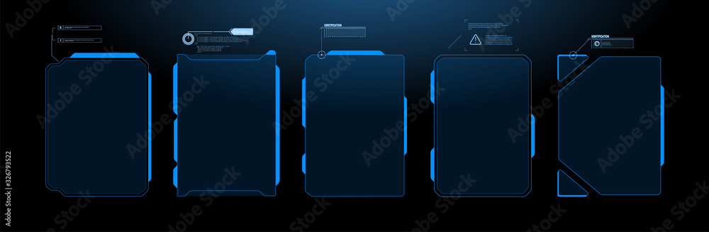 Poster futuristic vector hud interface screen design. digital callouts titles. hud ui gui futuristic user i