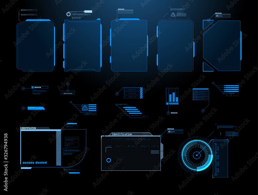 Poster futuristic vector hud interface screen design. digital callouts titles. hud ui gui futuristic user i