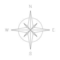 Fototapeta premium Compass rose - nautical chart. Travel equipment displaying orientation of world directions - north, east, south and west. Simple flat vector illustration
