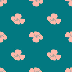 Vector tropical flowers patten. Seamless design with simple botanical elements. Aloha Hawaii vector editable file. Pastel tone colors