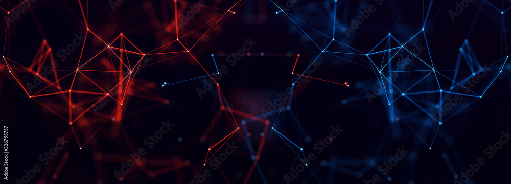 Aufkleber Abstract digital connection dots and lines. Technology background. Network connection structure. Plexus effect. 3d