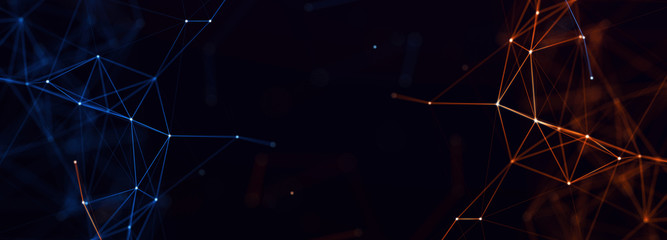 Abstract digital connection dots and lines. Technology background. Network connection structure. Plexus effect. 3d