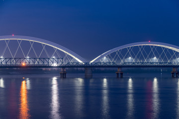Fototapeta na wymiar the bridge at night in novi sad