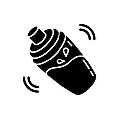 Shaker black glyph icon. Night club, bar recreation, bartender occupation silhouette symbol on white space. Cocktail making instrument, container for alcohol mixing vector isolated illustration