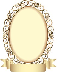 golden frame with ribbon