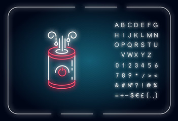 Air cleaner RGB light icon. Household humidifier, domestic ionizer, water vaporizer. Outer glowing effect. Sign with alphabet, numbers and symbols. Vector isolated RGB color illustration