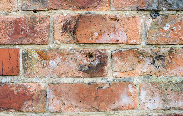 Bullet holes in a WW2 shooting range brick wall