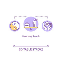 Harmony search concept icon. Life and work balance idea thin line illustration. Satisfaction, well-being. Mindfulness. Vector isolated outline RGB color drawing. Editable stroke