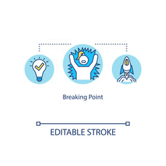Breaking point concept icon. Emotional breakdown. Burnout idea thin line illustration. Stress, depression. Vector isolated outline RGB color drawing. Editable stroke