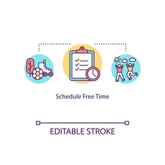 Schedule free time concept icon. Burnout prevention idea thin line illustration. Time management. Recreational activities. Vector isolated outline RGB color drawing. Editable stroke