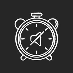 Quiet hours chalk white icon on black background. Dormitory rules. Noise limit. Silence time. Residential life. Respectful attitude. Peaceful environment. Isolated vector chalkboard illustration