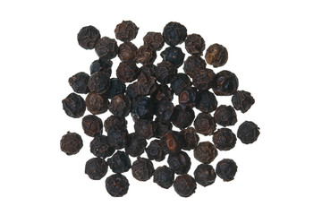 Black Penja pepper (Piper Nigrum) on a white background