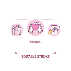 Kindness concept icon. Sincerity and generosity. People moral support. Charity and volunteer services idea thin line illustration. Vector isolated outline RGB color drawing. Editable stroke