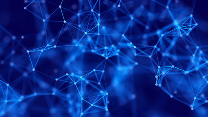 Abstract technology background. Network connection structure on blue background. 3D rendering.