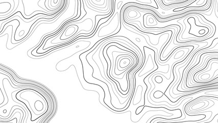 Topographic contour map on white background. Vector grid map.