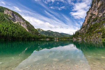 Fototapeta na wymiar Summer landscape of lake in the mountains